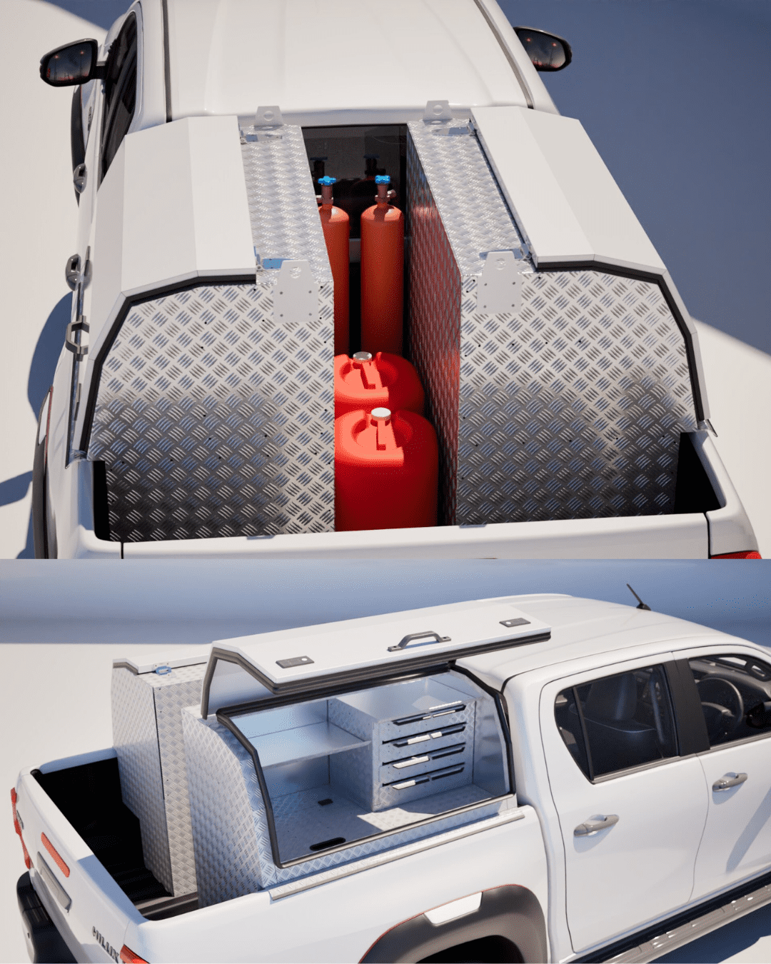 rendering of a half box field service canopy