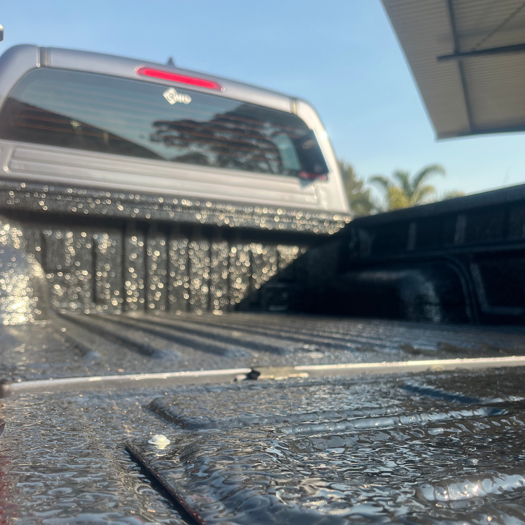 REAR BIN OF A FOTON BAKKIE THAT HAS BEEN RUBBERISED WITH POLYZILLA RUBBERISING